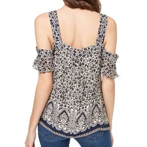Sanctuary Annie Floral Print Cold Shoulder Top